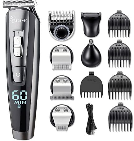 Hatteker Hair Clippers Beard Trimmer for Men Hair Trimmer Cordless Grooming Kit Haircut Kit for Men Kids Adults Upgrade Hair Trimmer with LED Display USB Rechargeable Wet & Dry