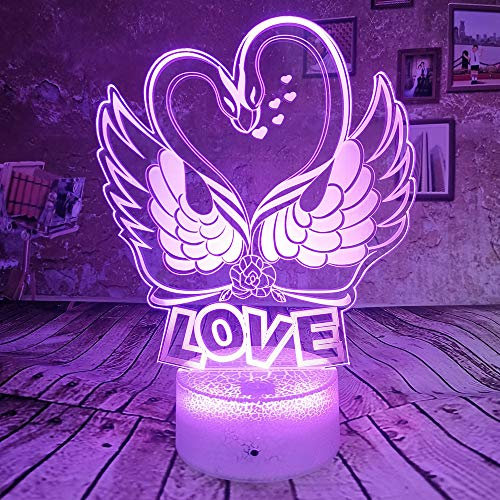 Jinson well 3D Schwan Lampe optische Illusion Nachtlicht, 7 Farbwechsel Touch Switch Tisch Schreibtisch Dekoration Lampen perfekte mit Acryl Flat USB Spielzeug