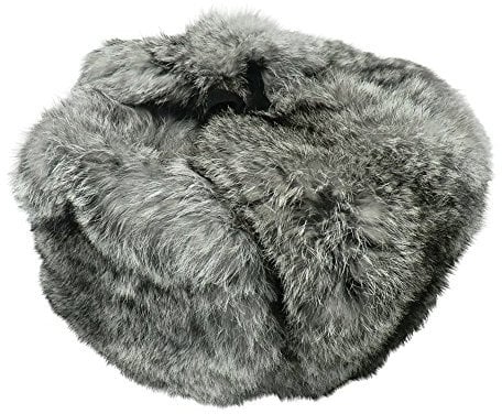 RUSSIANSTORE Russische Fellmütze Kaninchenfell Wolle. Shapka Ushanka. Farbe Grau - Size L
