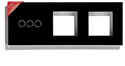 BSEED DIY 228 * 86mm Glas Rahmen Combination for Light Switch and Steckdose/TV/TL/AV 3 Fach mit Rahmen Schwarz