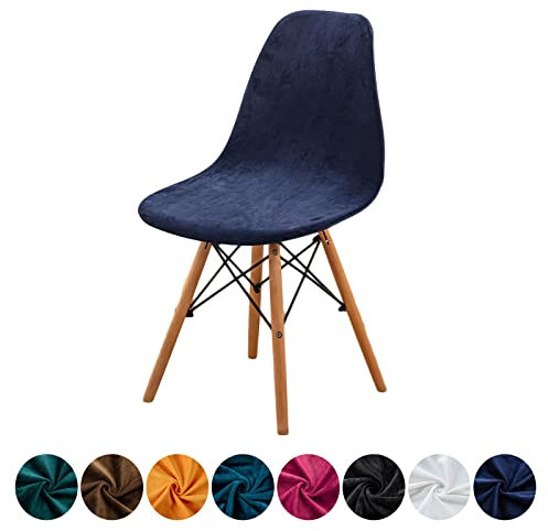FANSU Stuhlhussen 1/2/4/6er Set Strech Luxus Samt Esszimmerstühle Bezug Küchenstühle Husse Waschbar Elegante Schwingstühle Schalenstuhlbezug für Wohnzimmer Esszimmer (Navy blau,6 Stück)