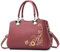 VARLIVOO Elegant Damen Handtaschen Stickerei Schultertaschen Frauen Umhängetasche Taschen Reisen Shopper Taschen Damen Taschen Crossbody Bag Arbeit Reisen PU Leder Rosa C