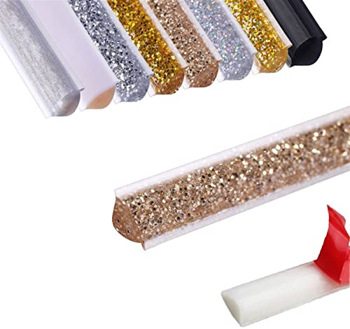 Flexible Quarter Round Molding Trim 16.4ft Self-Adhesive PVC Caulk and Trim Strips Floor Edges and Tile Edge, Waterproof Caulk Strip for Wall, Ceiling, Countertop, Cabinate ( Color : Champagne Gold )