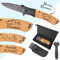 KDO MAGIC - Couteau de survie personnalisé - Prénom gravé - Lame de sécurité personnalisable - Manche en bois gravé - Cadeau Saint-Valentin - Idée cadeau homme, papa, anniversaire (Modèle Montagne)