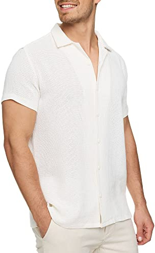 Indicode Herren INCosby Kurzarmhemd aus 100% Baumwolle mit Kentkragen | Gestreiftes Baumwollhemd mit Button-Down-Kragen, Herrenhemd, Casualhemd, Freizeithemd, Sommerhemd, Kurzarmhemd für Männer.