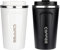ERBO Kaffeebecher to go, Thermobecher Edelsthal, Auslaufsicher Kaffeetasse Kaffeebecher mit Deckel, Kaffeetasse Thermobecher für Unterwegs Umweltfreundlich, (Weiß + Schwarz) 380ml