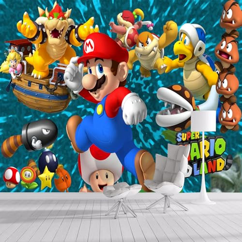 Murales murales de taille personnalisée,Animation 3D Super Mario,Murales murales auto-adhésives amovibles pour décoller et coller Grand papier peint photo