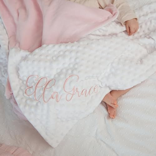 IEK Coperta Personalizzata del Bambino, Materiale Morbido del Pile, Nome Ricamato e Data di Nascita, Regalo Perfetto del Bambino (76 * 100cm/30 * 40in)