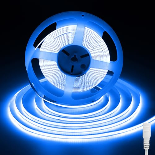 ShineBurky 10M Blue COB Strip Light 24V High Bright Cuttable Tape Lights | CRI93+ Flexible Self Adhesive Lights for Boys Gaming Room Monitor Bedroom TV Backlight Bar Wine Fridge DIY Lighting (No Plug)