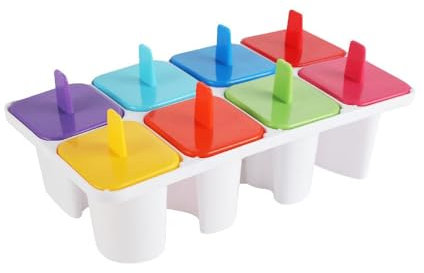 PARENCE.- Lot de 8 Moules à Glace Réutilisables - Polypropylène de Qualité Alimentaire - Sorbets, Popsicles, Jus de Fruits Congelés