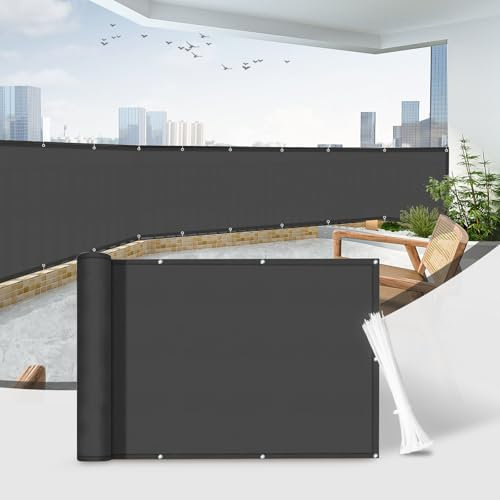 Sunnylaxx Brise Vue Balcon 70x300 cm,PES Ant- UV, Protection de la Vie privée et sécurité des balustrades de Balcon,Opaque Résistant,Dark Anthracite
