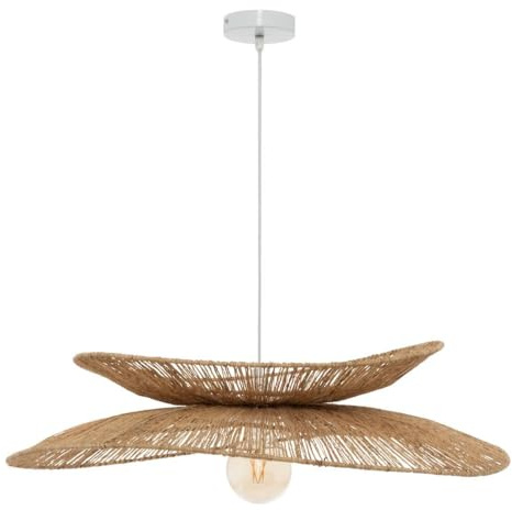 Atmosphera - Suspension Alara en Jute Tressé Beige D. 69,5 cm, Hauteur Réglable - Luminaire Style Bohème Pour Salon, Salle à Manger, Chambre