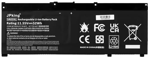 JPking SR03 SR03XL Batterie pour HP Pavilion 15-CX 17-CD 15-CB 15T-CB000 15T-CX0000 17T-CD000 17T-CD100 SR03052XL-PL HSTNN-DB8Q HSTNN-IB8L L08934-2B1 L08934-1B1 L08934-2C1 TPN-Q194 TPN-C133 TPN-C134
