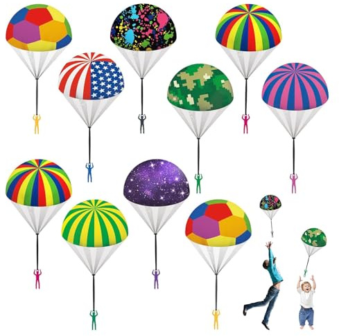 utosday Parachute Toy Easter Eggs Outdoor Flying Parachute for Kid, Throwing Children's Flying Toys with Small Figures, Easter Basket Stuffers Top Indoor Hand Throw Soliders for 3-12 Year Old (10PCS)