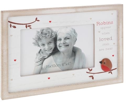 Shudehill Giftware Robins Appear When Loved Ones Are Near Wooden 6x4 Photo Frame - Family Sentimental Gift Idea