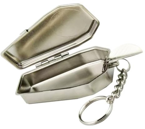 WRITWAA Coffin Shaped Metal Ashtray Mit Schlüsselring Tragbarer Aschenbecher Für Raucher Kreatives Design Für Outdoor-aktivitäten Leicht Und Kompakt Hochwertige Metallkonstruktion Als