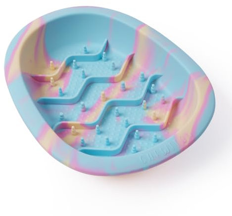 CHEWFFON Slow Feeder Lick Mat, Silicone Dog Feeding Bowls with Suction Cups, Healthy Licky Mat for Dog and Cat, Anti-Gulp, Anti-Overeating, Non-Slip Design, Dishwasher Microwave Safe, Rainbow