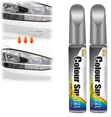 Stylo Réparation Peinture Voiture - Kit de Retouche Anti-Rayures Profondes pour Carrosserie - Résultat Professionnel et Facile à Utiliser (Gris, 2PCS)