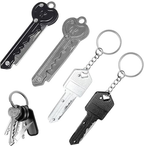 Laralily 4 Stück Schlüsselanhänger Messer Taschenmesser Schlüsselanhänger Mini Messer Schlüsselanhänger Als Brieföffner Oder Paketmesser Geeignet Täglichen Gebrauch Multifunktionswerkzeug
