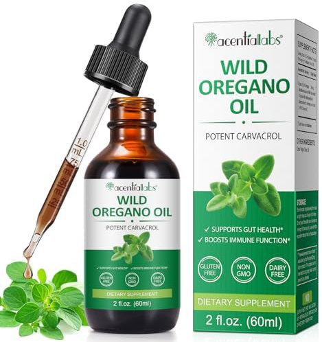 Wild Oregano Oil Drops 60ml, Natual Organic OreganoOil Wild Mediterranean Essential Oil of Oregano Liquid Herbal Supplement for Cold, Cough, Immune Support & Gut Health | Vegan, Non-GMO