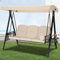 UNIONLINE 3 Seater Garden Swing Chair, Outdoor Swing Chairs Thick Padded Seat with Adjustable Tilting Canopy,Hammock Chair Bench Side Tables Cup Trays For Garden/Balcony/Terrace/Patio(Beige)