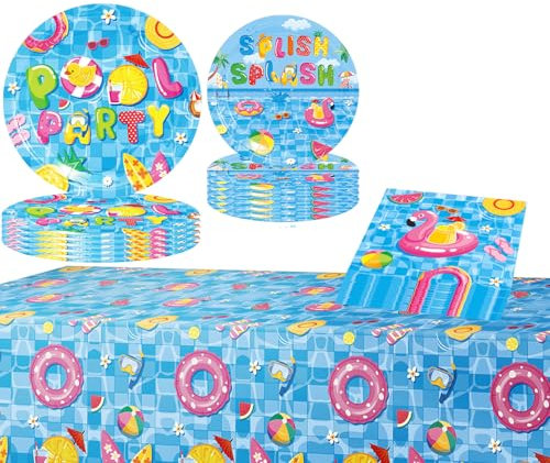 JUNBAOYYDS Set di stoviglie per feste in piscina, per compleanno, per feste, per feste di compleanno, per bambini, per feste di compleanno, 10 ospiti (verde)
