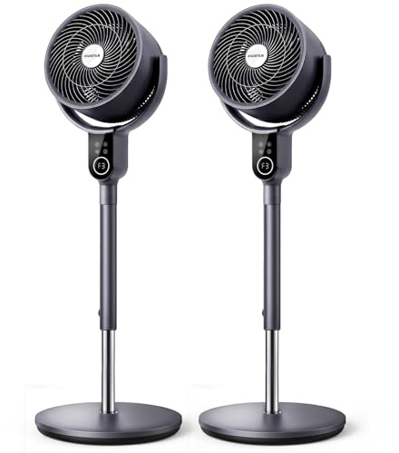 Aigostar Ventilador de Pie con Mando a Distancia, Motor DC 23dB, Oscilación 3D 70°+90°, 8 Velocidades, Temporizador 12h, Altura Ajustable. Ideal para Salón, Dormitorio etc, Mistral, 2 Unidades
