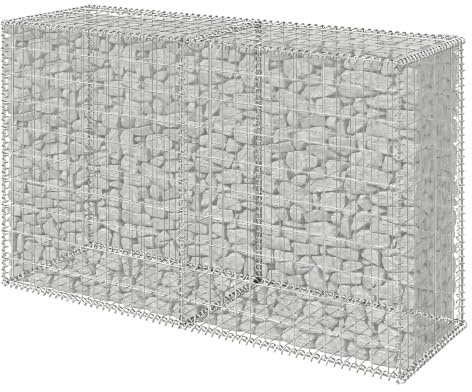 Relaxdays Gabion, insynsskydd för trädgården, stenkorg, 3,5 mm tråd, silver