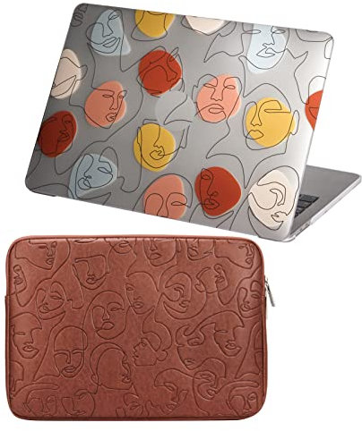 OZADE 6 in 1 Hülle Kompatibel mit MacBook Air 13 Zoll (A1369 / A1466,2010-2017),Laptoptasche & Plastik Hartschale Hülle mit Tastaturschutz für Mac Air 13.3,Braun(One Line One World)