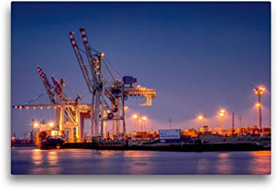 Premium Textil-Leinwand 45 x 30 cm Quer-Format Hamburg Hafen, Leinwanddruck von Sichtweisen
