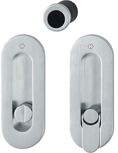 Hoppe 3207285 Sliding Door Handle Set M472 Screwed – Covered Toilet, Chrome matt