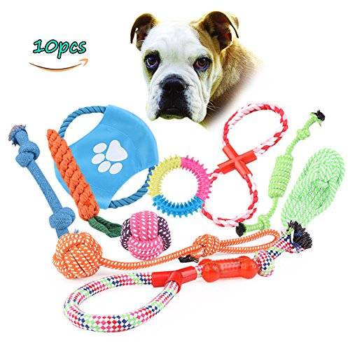 VOMAX Kong Jouets pour Chien en Coton tressé Corde nouée Durable à mâcher pour Chiot Couleur aléatoire (10)