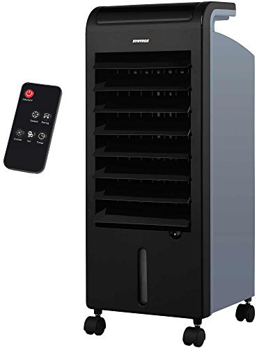 Syntrox Germany 4 in 1 Luftkühler Luftbefeuchter Lufterfrischer und Ventilator mit Touch Panel und Fernbedienung Luftdurchsatz 900 m³/h AC-80W-5L Soft