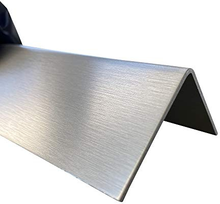 Edelstahl Treppenleiste 2000mm 60x25 mm Kornschliff 240 V2A 0,8mm stark Blechwinkel Eckschutz Leiste,L-Schiene 200cm,Edelstahl L-Blech Schenkel 6x2,5 cm, Winkelprofil V2A