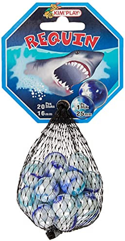 Kim'Play 500832 Set of 20 + 1 Shark Marbles, Multicolor