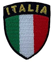 Applicazione Termoadesiva Ricamo Lurex Italia Patch Marbet Scudetto Piccolo 30x35 Mm