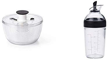 OXO Good Grips 1351680UK INOXO.1351680ML, Plastique, Transparent, Petit & 1268980MLNYK Agitateur de Vinaigrette Petit Noir, Acier Inoxydable, 250ml