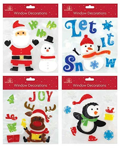 Santa Snowman Glass Christmas Gel Window Stickers Christmas Party Door Decorations (1Pc Random Style)