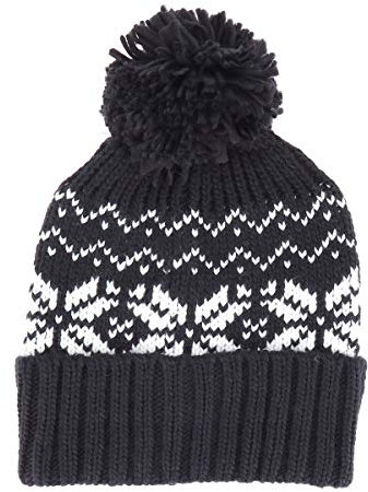 SHIPITNOW Marineblaue Schneeflockenmuster Herren oder Damen Wintermütze - Warme und Dicke Strickmütze mit Bommel - 100% Acryl Beanie - Trendiges und Originelles Modell - Einheitsgröße
