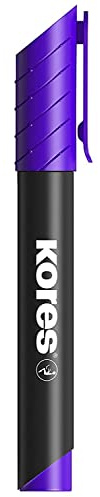 Kores - K-Marker XP2: Pennarello Indelebile Viola con Punta a Scalpello, Inchiostro Waterproof e Inodore, Adatto per Tutte le Superfici, Set di 12 Pezzi