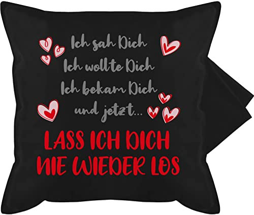 Kissenbezug - Valentinstag Partner Kissen Ideen - Ich sah Dich Ich wollte Dich Ich bekam Dich - 50 x 50 cm - Schwarz - freund geschenk liebe liebes geschenke walentinstag love kuschelkissen