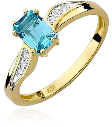 Damen Ring 585 14k Gold echt Edelstein Diamanten Brillanten