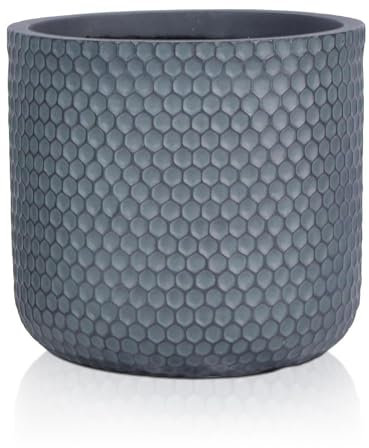 IDEALIST 20cm Round Plant Pot | Sage Green Reinforced Stone Planter with Drainage Holes D19.5 H19 cm, with Inner Top D15.5 cm, 3.2 litres