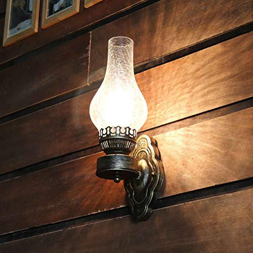 LANMOU Metall Retro Wandleuchte E27 Petroleumlampe Antike Glas Wandlampe, Landhausstil, Vintage Wandlampen Rustikal Kerosin Wandlaterne für Korridor, Treppe, Restaurant, Gang, Cafe, Pub,Clear