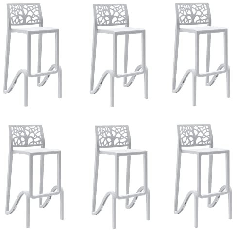LIBEROSHOPPING.eu - LA TUA CASA IN UN CLIK Hoher Hocker aus Polypropylen stapelbar für Indoor-Outdoor-Küchenbar TETI (6, Weiß H75)