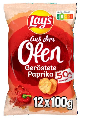 Lays aus dem Ofen geröstete Paprika – Knusprig gewürzte Kartoffelchips aus dem Ofen für eine gelungene Party – 12 x 100g