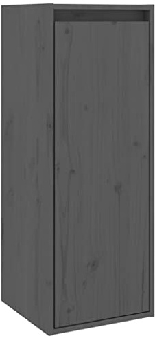 vidaXL Solid Pinewood Wall Cabinet - Hanging Storage Unit with Easy Assembly - Grey - 30x30x80cm - Ideal for Living Room Use