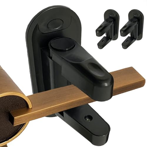 Eiarrnp 2 Pièces Poignées Verrou de Levier Serrure de Porte de Sécurité pour Enfants et Petproof - Bloque-Portes et Fenêtres, Noir