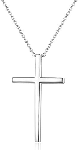 JeweBella Kreuz Kette Damen Silber 925 Kette mit Kreuz Anhänger Sterling Silber Kreuz Halskette Klassisch Verstellbar Kette für Damen Herren Schmuck Geschenk