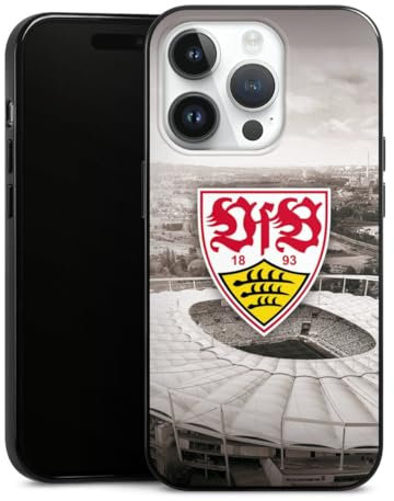 Silikon Hülle kompatibel mit Apple iPhone 14 Pro Case schwarz Handyhülle VfB Stuttgart Offizielles Lizenzprodukt Stadion